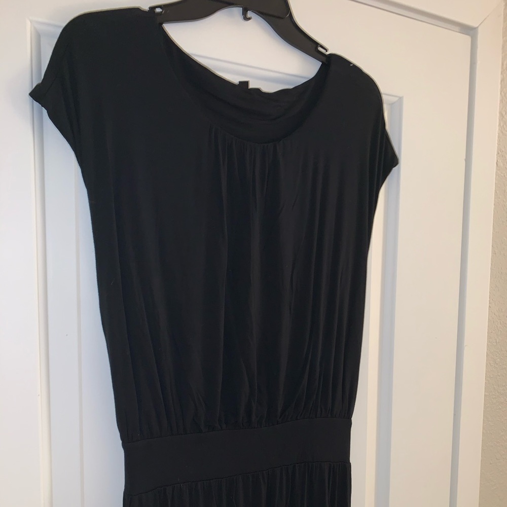 Black Conservative Maxi Dress with back cutout